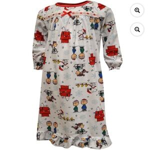 Peanuts Gang Charlie Brown Girls Long Sleeve Nightgown Pajamas 8 NEW